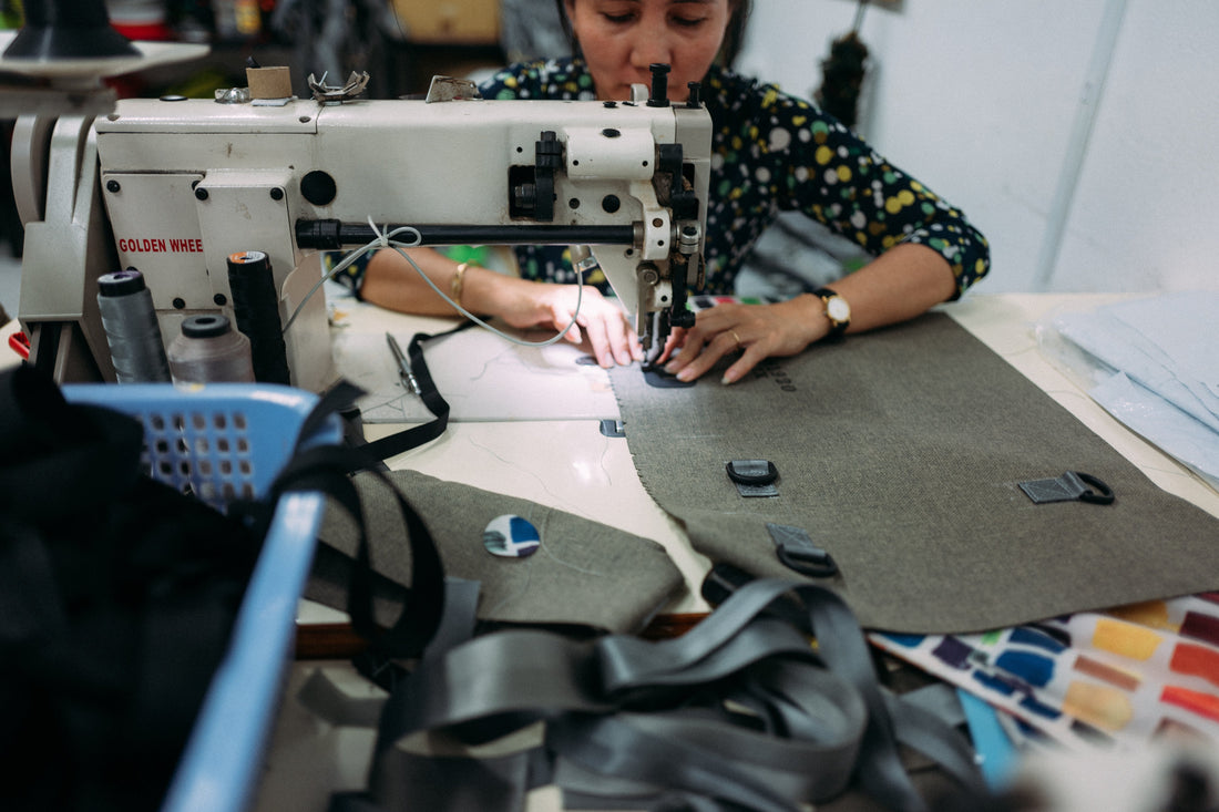 Fierce Hazel sustainable bags approach to making woman in vietnam sewing