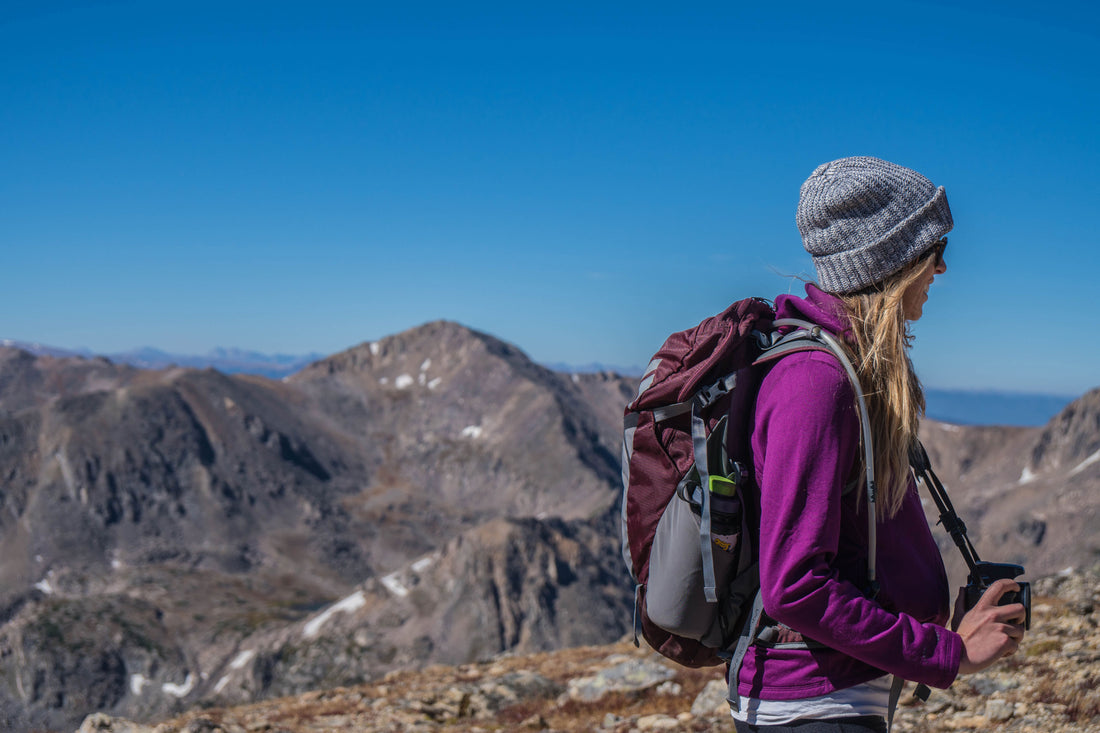 Woman Backpacking in the mountains