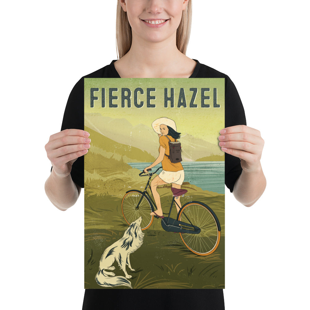Fierce Hazel Vintage Inspired Beach Cruiser Cyclist Poster
