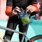 Close-up of cycling pouch in use. Person with bike pulling out a smart phone.